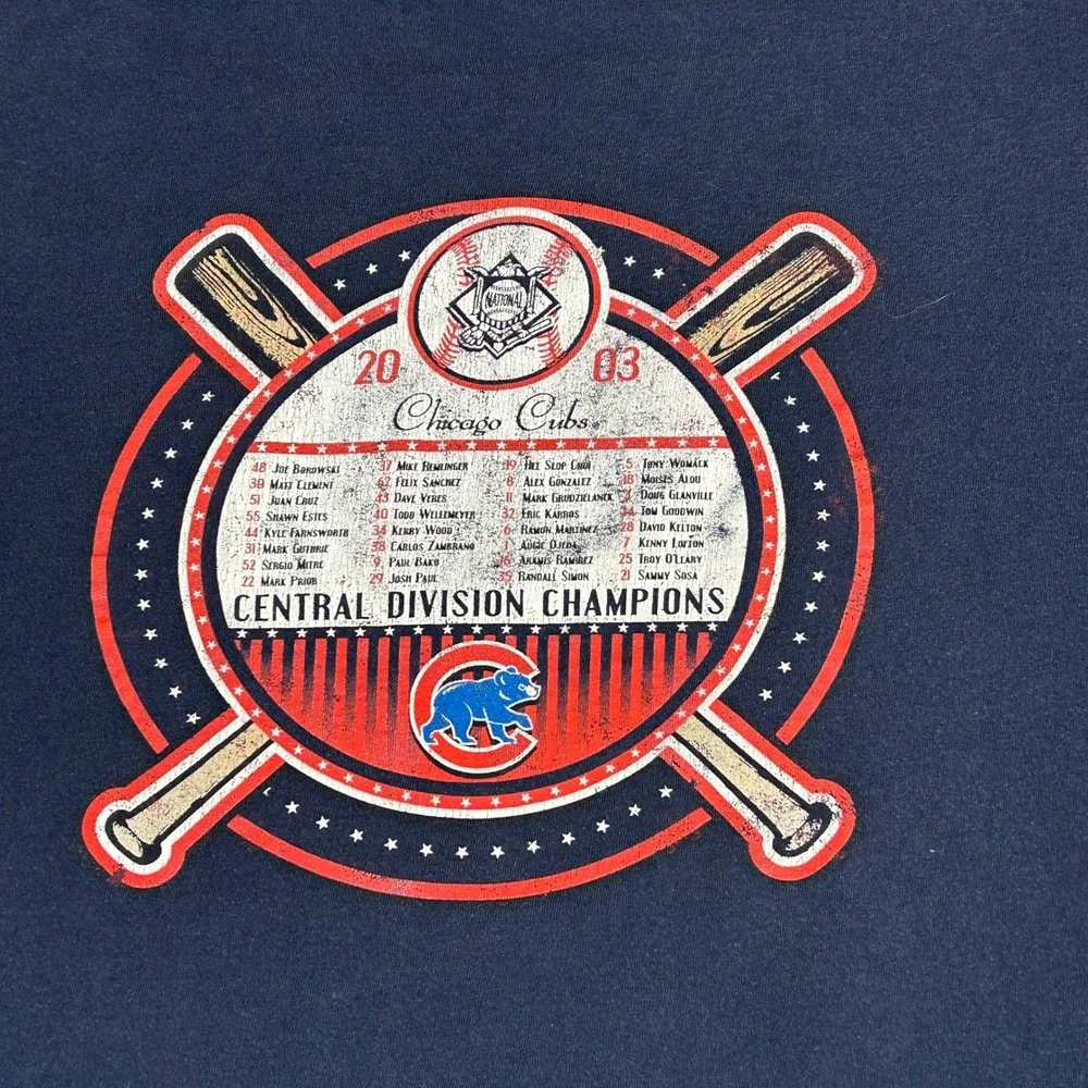 Vintage Majestic Chicago Cubs‎ 2003 NL Central Division Champions Shirt Mens L